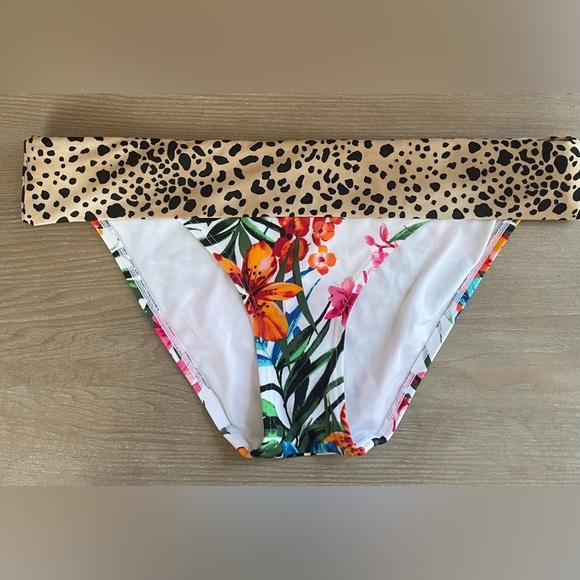 Victoria Secret brown leopard print / floral full coverage bikini bottoms;size L - Picture 1 of 6
